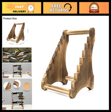 8-Tier Wooden Knife Display Stand - Rustic Fixed Holder for Tactical & Survival picture