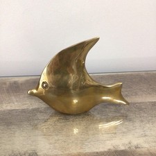 Vintage Brass Fish Figurine MCM Mid Century Modern Angelfish Sculpture Decor 7