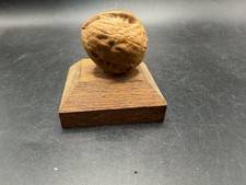 Vintage Wooden Walnut Shell Paperweight Handcrafted Wood Display Figurine  picture