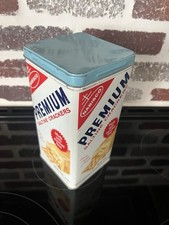 Vintage Nabisco Premium Saltine Crackers Tin Blue Lid Kitchen Decor picture
