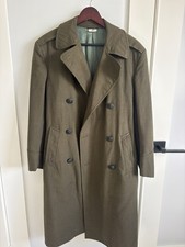 Vintage US Army Overcoat Mens Size 36 R Green Wool Long Trench Coat picture