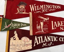 (4) Vintage 1930s-40s Bathing Beauty Souvenir Pennants  picture