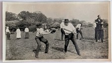 ​​​​Vintage 1910s Baseball Action Photo Snapshot Catcher Mask Batter Hat Sports picture