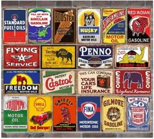 Repo 20 Pcs Vintage Tin Signs, Gas Oil Car Retro Metal Decor Bar Man Cave Garage picture