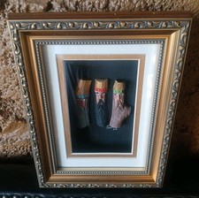 Folk Art Three Wise Men Wood Carvings Shadow Box Signed Javier 2004 8.5x6.5x1.75 picture