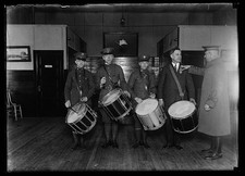 Photo:Drummers 1920s Military Band Men with Drums Indoor Portrait picture