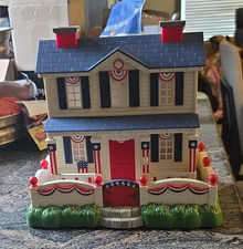 Avon Patriotic Illuminated Fiber Optic Colonial House w/ Fence, Stars Pattern picture