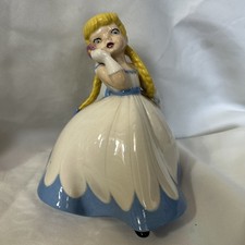Vintage Ceramic Figurine Southern Belle Girl White & Blue Gown Holland Mold picture