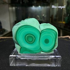 2.2LBNatural Malachite Specimen with Full Eye Rings Healing Crystal Acrylic Stan picture