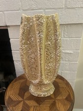 Vintage Mid Century Modern Savoy Gold Splatter Art Pottery Vase 12.5