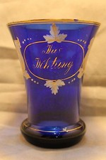 German or Austrian Cobalt Blue Enameled&Gilded Glass Tumbler 