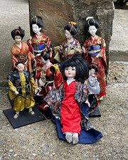 Japanese Kimono Dolls Lot (Geisha Style) with Stands, Assorted picture