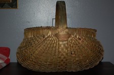LG ANTIQUE/VINTAGE APPALACHIAN HAND MADE SPLIT WOOD DBL BUTTOCKS BASKET 17X17X15 picture