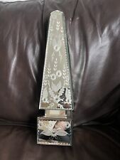Venetian Vintage 17” Obelisk Etched Mirrored Large Glass Panels Pyramid 4 Sides picture