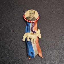 Vintage FDR Franklin D. Roosevelt Politcal Campaign Button with Celluloid Donkey picture