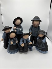 Vintage Amish Ceramic Faceless Family Set Of 6 Figures - Great Condition picture