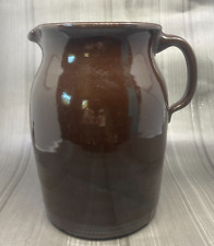 Vintage Brown Stoneware Crock Pottery Pitcher 9 in Holds Almost 1 gallon picture