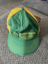 John Deere Sydenstricker Farm & Lawn Trucker Hat Mesh Snapback Green Yellow Vtg picture