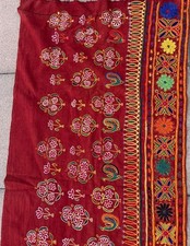 Vintage Hand Embroidered Large Piece of Traditional Indian Fabric Textile picture