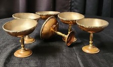 Vintage Copper/Brass Tazzas or Compotes Footed Serving Bowls Set of Six picture