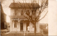 Woman Outside Victorian House 1908 Ephrata PA RPPC Real Photo Postcard 4P23-5 picture