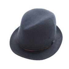 Borsalino Navy Fedora Hat Ribbon Men’s 59cm Polyester Authentic (Ages 14+) picture