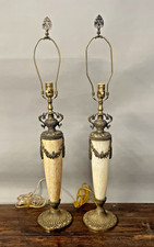 Pair Of Victorian Style The Bradburn Gallery Onyx & Bronze Table Lamps 34” X 6” picture
