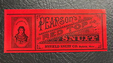 Early 1900s Pearson's Red Top Snuff Label - Byfield, MA picture