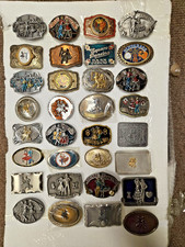 32 Vtg NOS WESTERN SQUARE DANCING/HOE DOWNINH/LINE DANCING BELT BUCKLES w/CASES picture