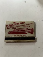 RARE Vintage St. Paul Minnesota Union Depot FULL Matchbook Military Red Cross picture