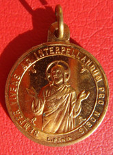 ANTIQUE Apostleship of Prayer JESUS L. PENIN HOLY GOLDEN PLATE MEDAL PENDANT picture