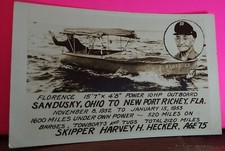 FLORENCE SAIL BOAT SAILING SANDUSKY OH TO NEW PORT RICHEY FL 1952 RPPC POSTCARD picture