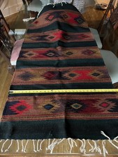 Vintage 30x58 Zapotec Oaxaca Native Mexican Hand Woven Wool Rug picture