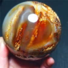 RARE 531G Natural Beautiful Golden Hair Rutilated Agate Sphere Healing QQ181 picture