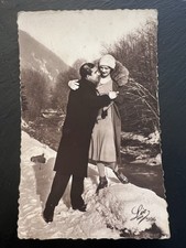 1931 WW2 Era Bulgarian RPPC Postcard Winter Couple Plovdiv  Photo  picture