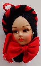 VINTAGE LENCI STYLE  GIRL HEAD SPANISH PERUVIAN CHRISTMAS ORNAMENT DOLL picture
