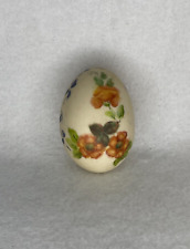 Vintage Collectible Hand-Painted Cream Bisque Porcelain Floral Egg picture