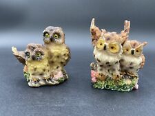 Rare Turtle King Corp Male/ Female Perched Owl Art Statue Figurine 3 to 4 inch picture