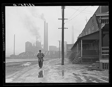 West Aliquippa Pennsylvania 1940 Jones and Laughlin Steel Stacks Street Scene picture
