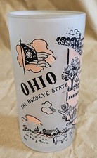 Vintage Frosted Peach Souvenir Tumbler Glass - Ohio - The Buckeye State picture