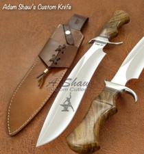 Adam Shaw's CUSTOM HAND MADE MASSIVE SASQUATCH BOWIE KNIFE  BURL WOOD HANDLE picture