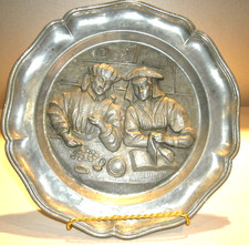 Vtg German Dutch Pewter 3-D Plate Angel with Trumpet Hallmark Wall Hang 9