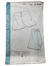 Vintage 40s Hollywood Pattern 958 Men's Shorts Waist Size 32 Retro Sewing CUT  picture