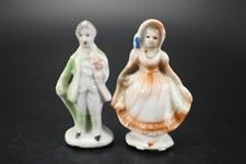 Miniature VICTORIAN Figurines Man & Woman  Hand Painted Porcelain Vintage picture