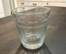 Longaberger Woven Traditions 12 oz. Beverage Tumbler  USA Clear Glass 4”x3 3/4” picture