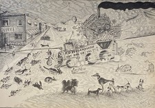 1951 P.U HOGANSLUSH HOT DOG Underground artist Norman Pettingill LARGE Postcard picture