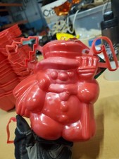 Vintage Jell-O Snowman Gelatin Mold Red Plastic  picture