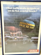 Vintage Gevalia Coffee Advertising Poster Framed Print Swedish 29x21 picture