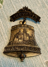 Vintage 1915 San Diego Mission Bell Souvenir Pin Badge - Schwaab Milwaukie picture