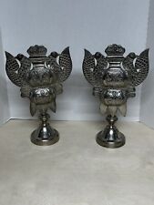 Pair Of 56 Silver Plated Decorations Rare, Stunning Peacock Large Decorations picture